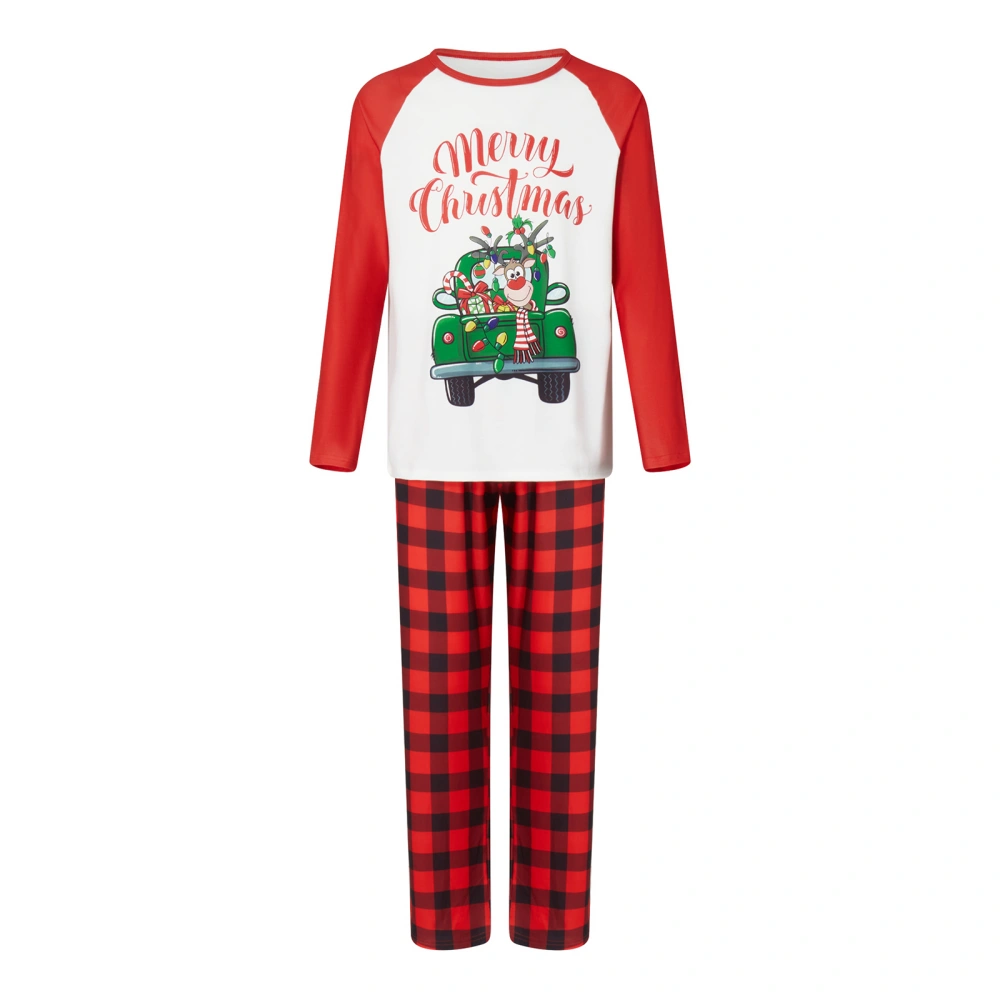 Christmas Pajamas for Family Long Sleeve Elk Truck Print Tops + Pants 