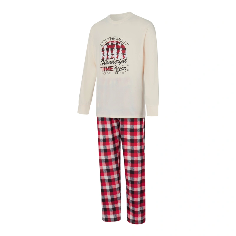 Family Matching Christmas Pajamas, Letter Print Plaid Sleepwear