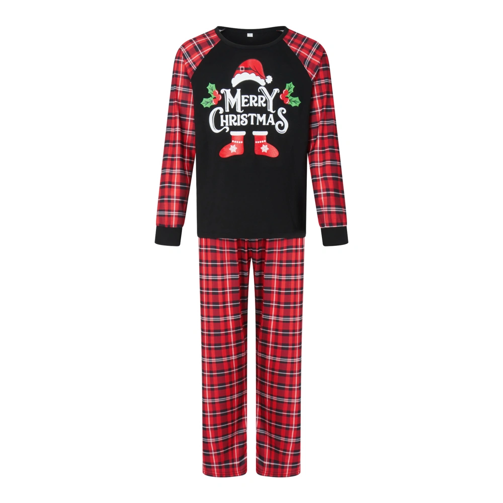 Christmas Pajamas for Family Long Sleeve Raglan Tops + Plaid Trousers