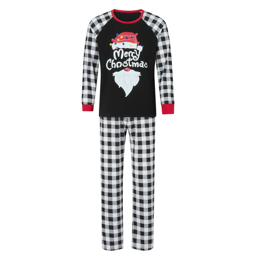 Family Matching Christmas Pajamas, Letter &Santa Hat Print Sleepwear 