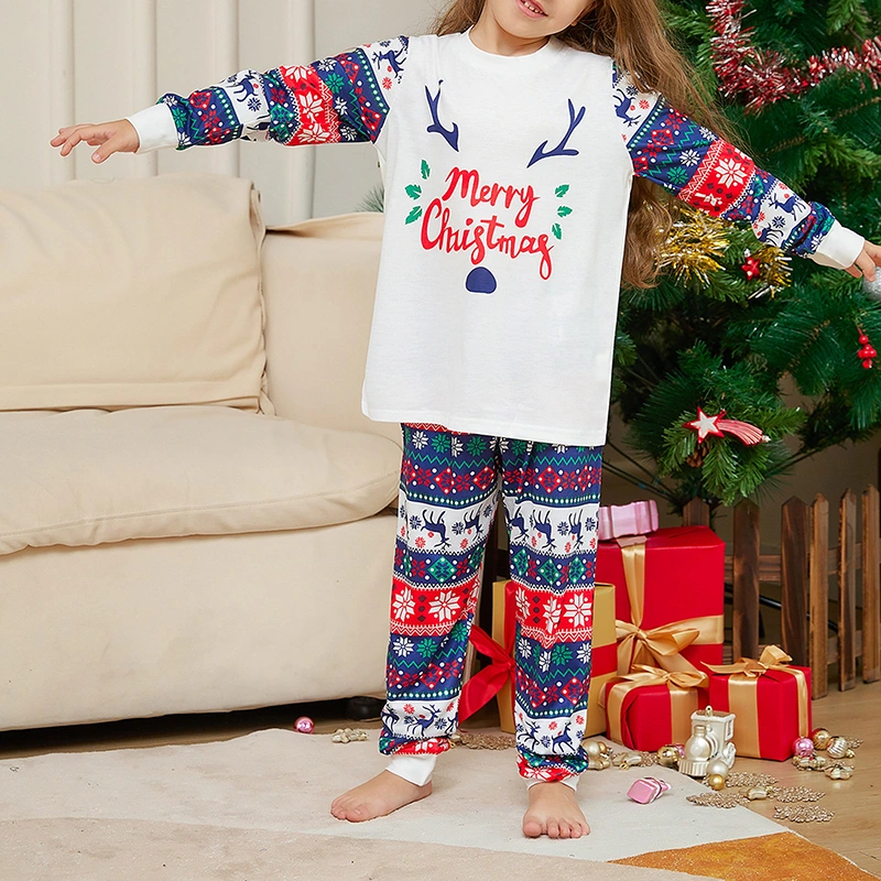 Christmas Pajamas for Family Long Sleeve Tops + Snowflake Trousers Set