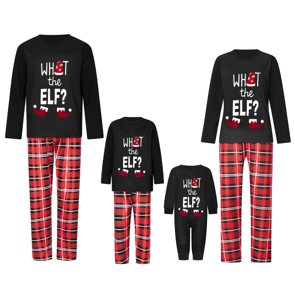 Halloween Pajamas Family Set, Letters Print T-shirt with Plaid Pants