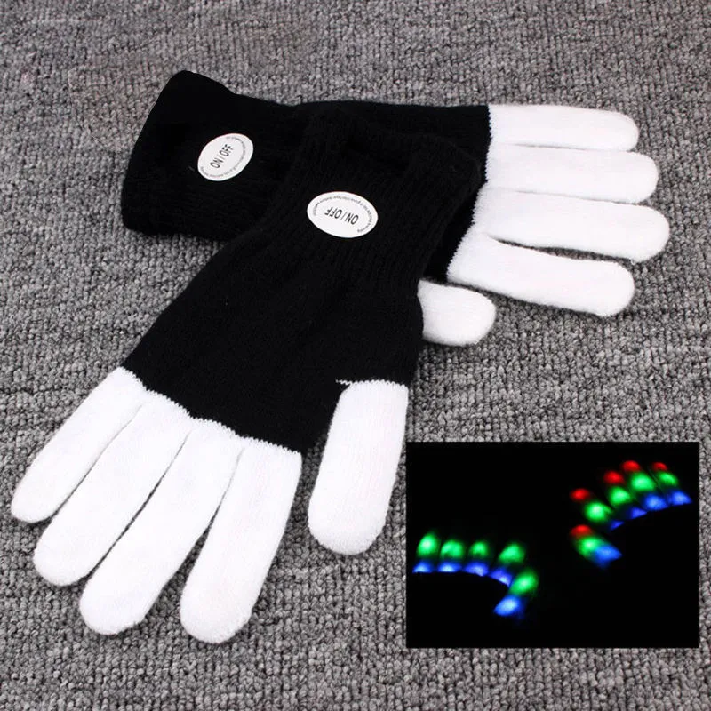 LED Gloves, Light Up Hand Gloves, Flashing Fingers Colourful Rave Gloves