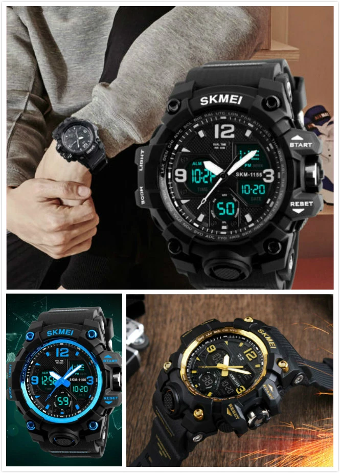 Men’s Analog-Digital Watches, Waterproof Quartz Sports Wristwatch