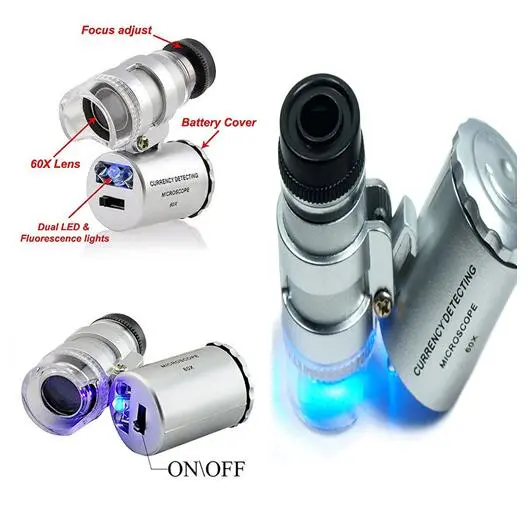 Convenient Jewelry Detection Pocket Magnifier with Special LED Effect