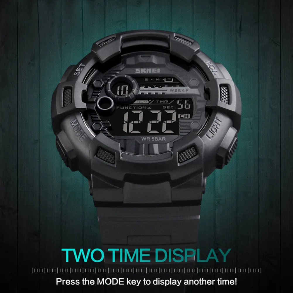 Men's Digital Display Watch Multi-function Adjustable Waterproof Watch