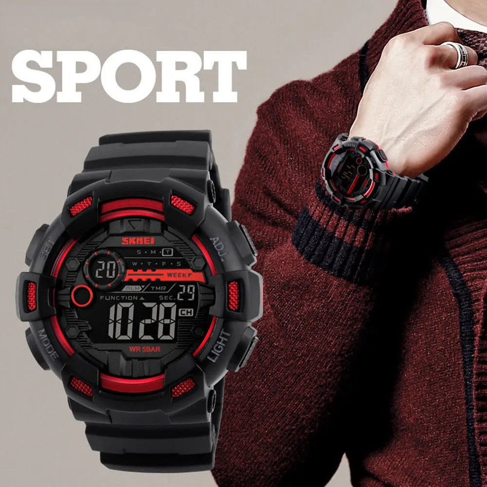 Men's Digital Display Watch Multi-function Adjustable Waterproof Watch