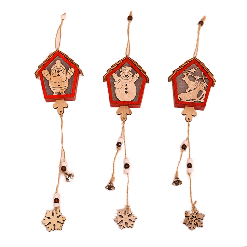 Wooden Christmas Hanging Ornaments Crafts with Snowflake Tassel