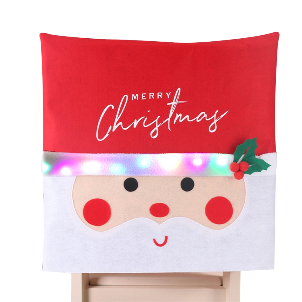 Cute Santa Claus Back Chair Cover with Lights for Dining Room