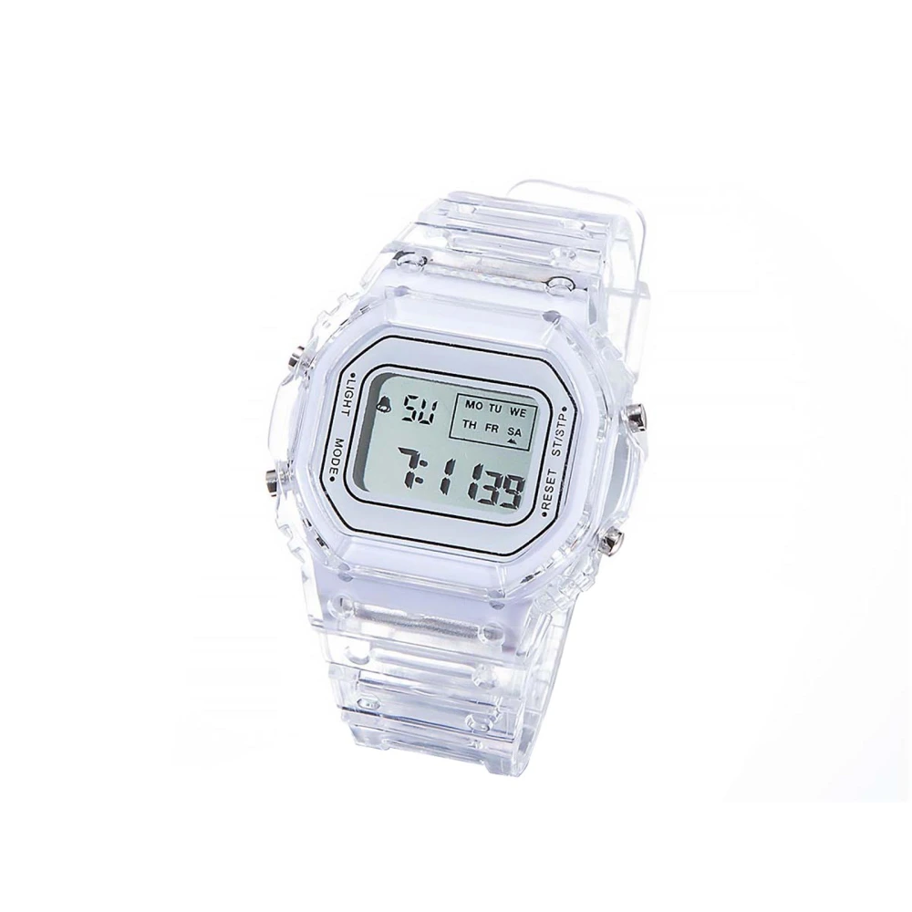 Children Electronic Watch, Transparent Strap and Square Dial Watch