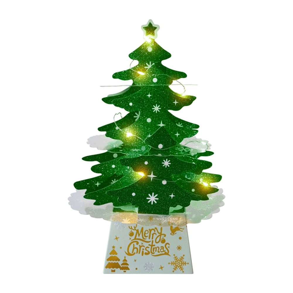 3D Pop-up Card Ornament, Christmas Tree Shaped Ornaments with Light