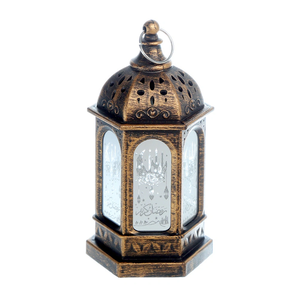 Ramadan Outdoor LED Lamp, Portable Vintage Hexagonal Hanging Lantern