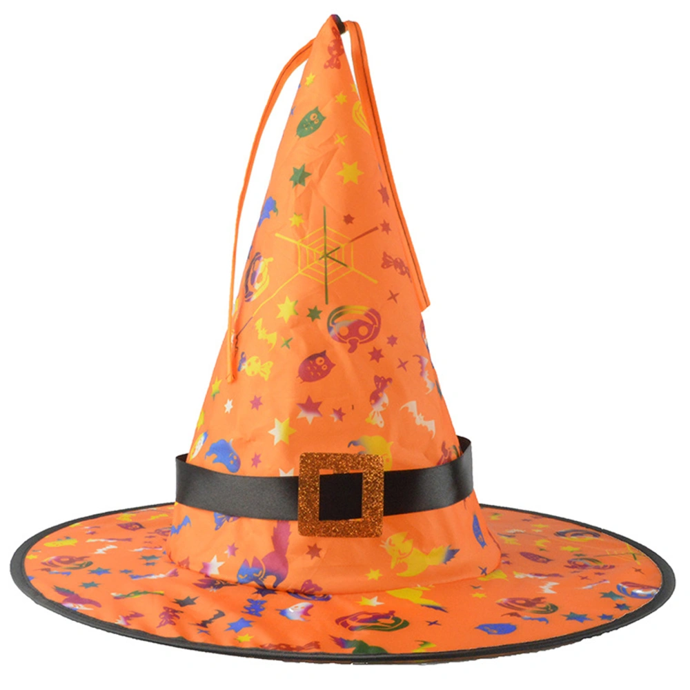 Halloween Witch Hat with Light, Pointed Top Wide Brim Cap Costume