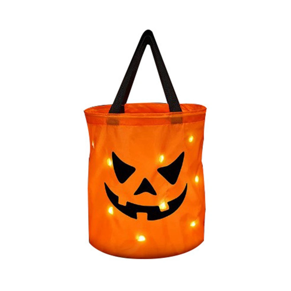 Light Up Halloween Candy Bag, LED Pumpkin Trick-Or-Treat Bucket Tote