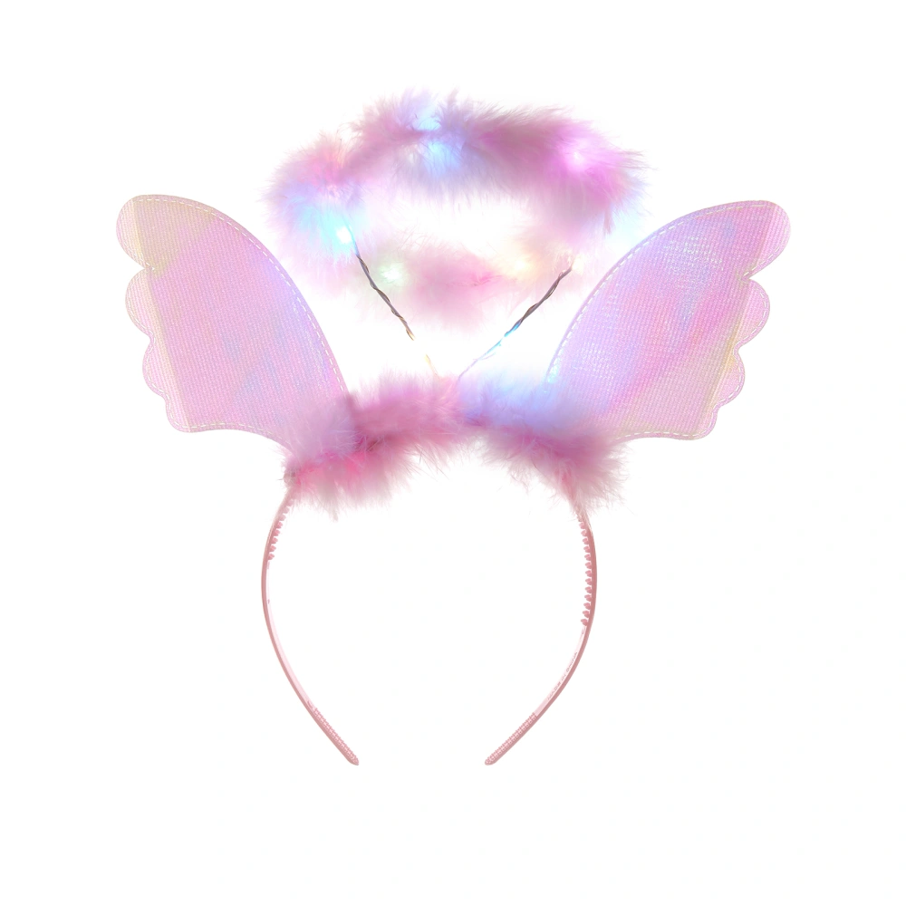 Light Up Angel Wing Headband, LED Party Headpiece Feather Crown