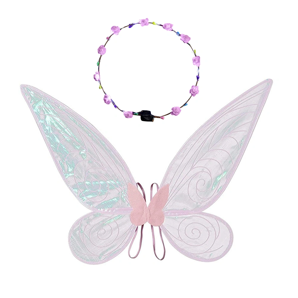 Adult Kid Girl Cosplay Costume Fairy Butterfly Wings Lighting Garland