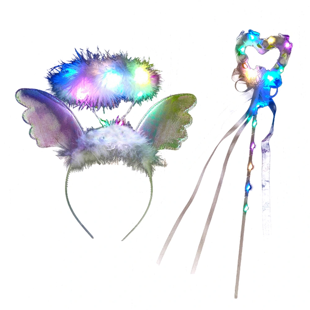 Angel Feather Wings Luminous Headband Cute Fairy Decor Wing Costume