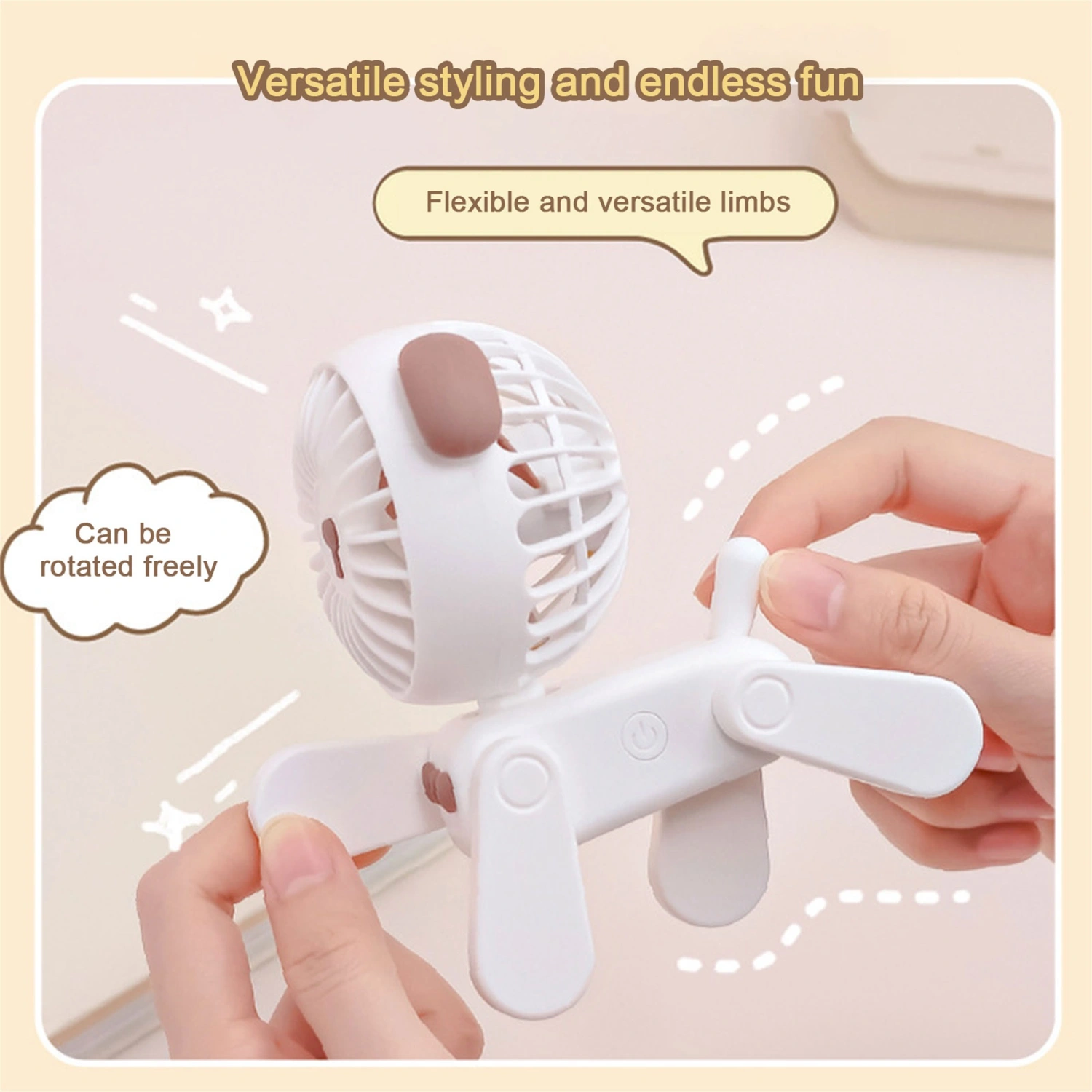 Portable Fan, Mini Cute Animal Table Fan USB Powered Personal Fan