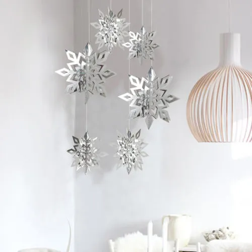 Fairy Star Charming Snowflake Banner, 3D Hollow Hanging Ornaments