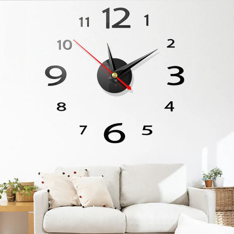 Large 3D DIY Wall Clocks Home Decor Stickers, Bedroom Office Decoration