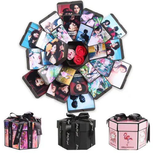 DIY Birthday Hexagon Box Gift, Surprise Explosion Photo Album Box