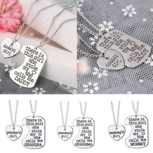 2PCS Women's Heart Choker Necklace Letters Pendant Jewellery