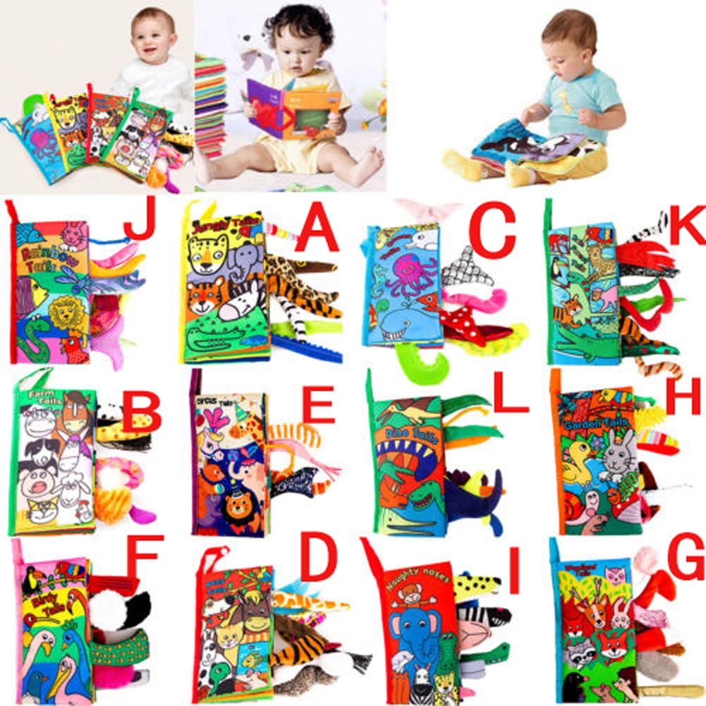 Children's Educational Toy Durable Animal Tail Pattern Printing Cloth Book Toy
