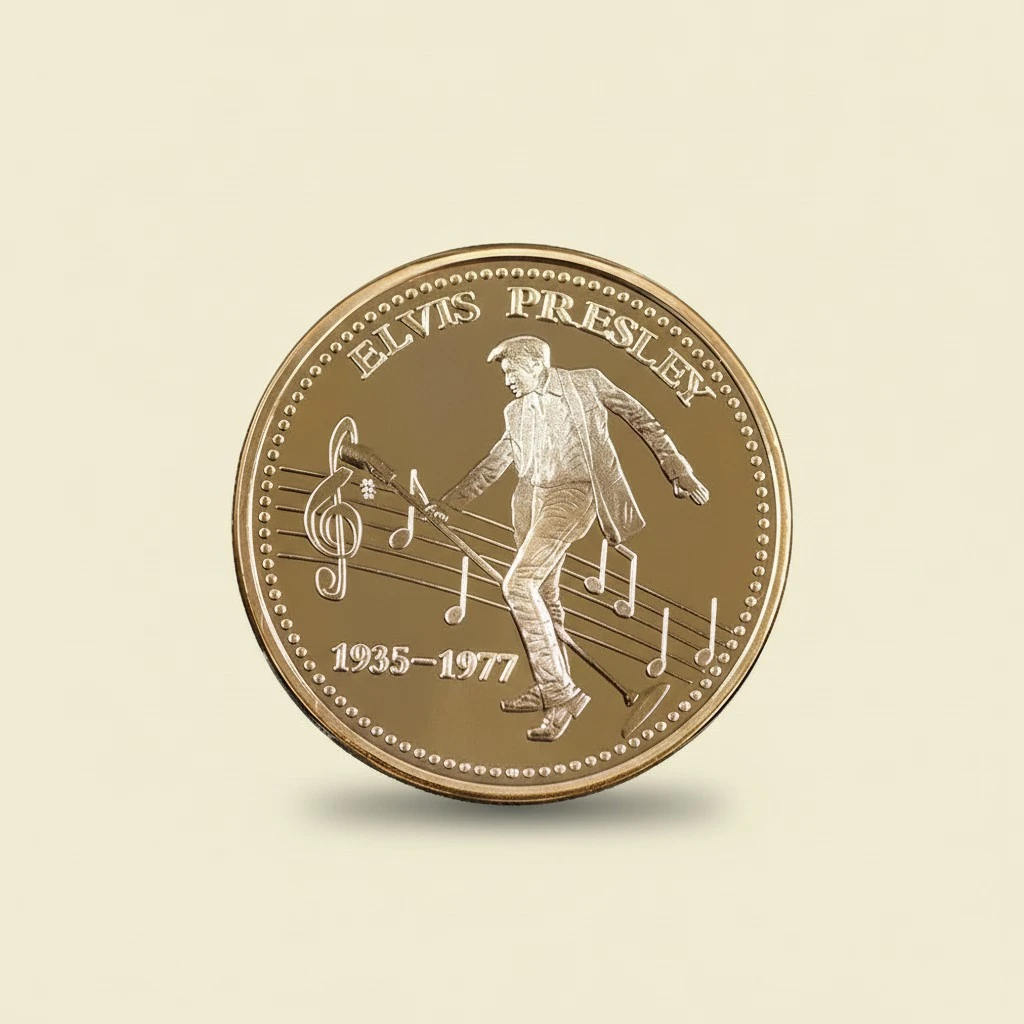 Silver Gold Commemorative Coin, The King of N Rock Roll Gold Art Coin
