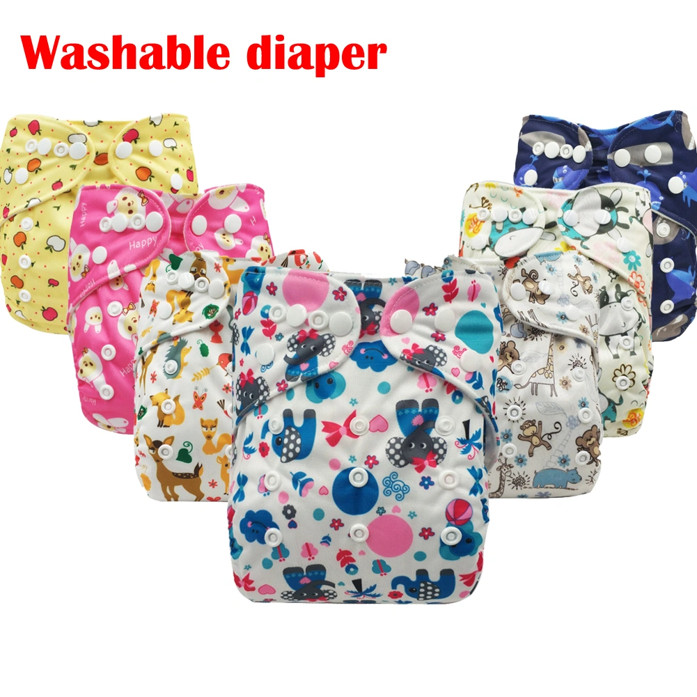 Newborn Baby Cloth Diaper, Cute Animal Print Washable Snap Nappy