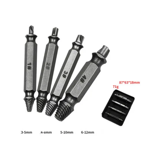 4Pcs/Set Broken Bolt Remover Screws Extractor Drill Bits Guide Set