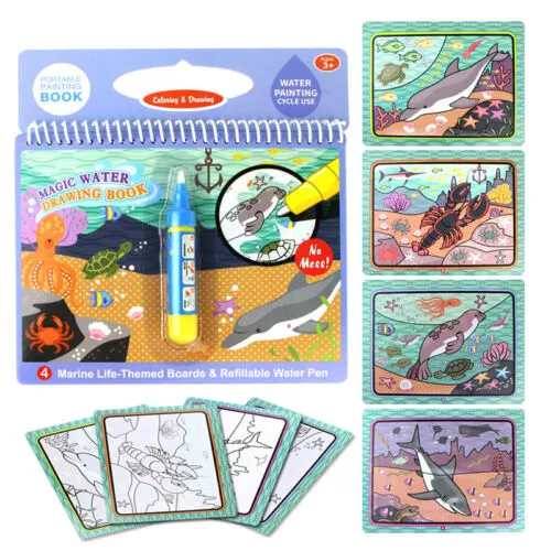 Kids Painted Drawing Pad, Water Doodle Reusable Painting Board