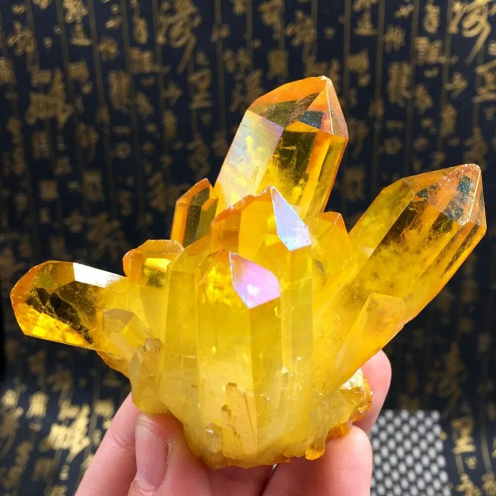 Yellow Natural Crystal Quartz Citrine Cluster Mineral Modern Mineral Specimens