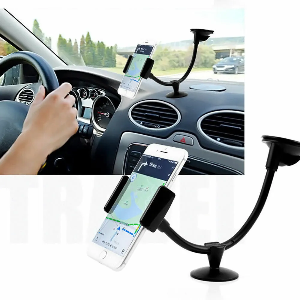360° Rotatable Car Phone Holder Windshield Long Arm Universal Bracket