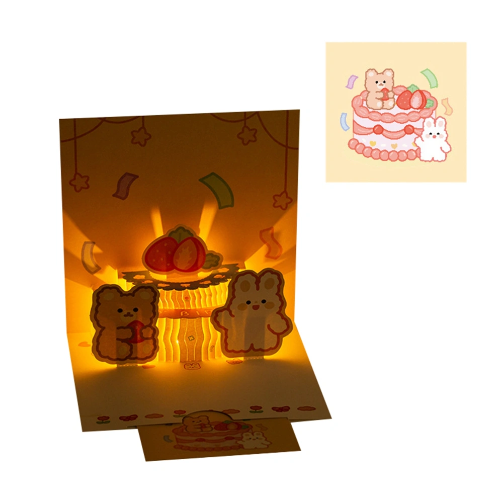 Birthday Card, 3D Funny Cute Cartoon Bear Light Musical Greeting Card