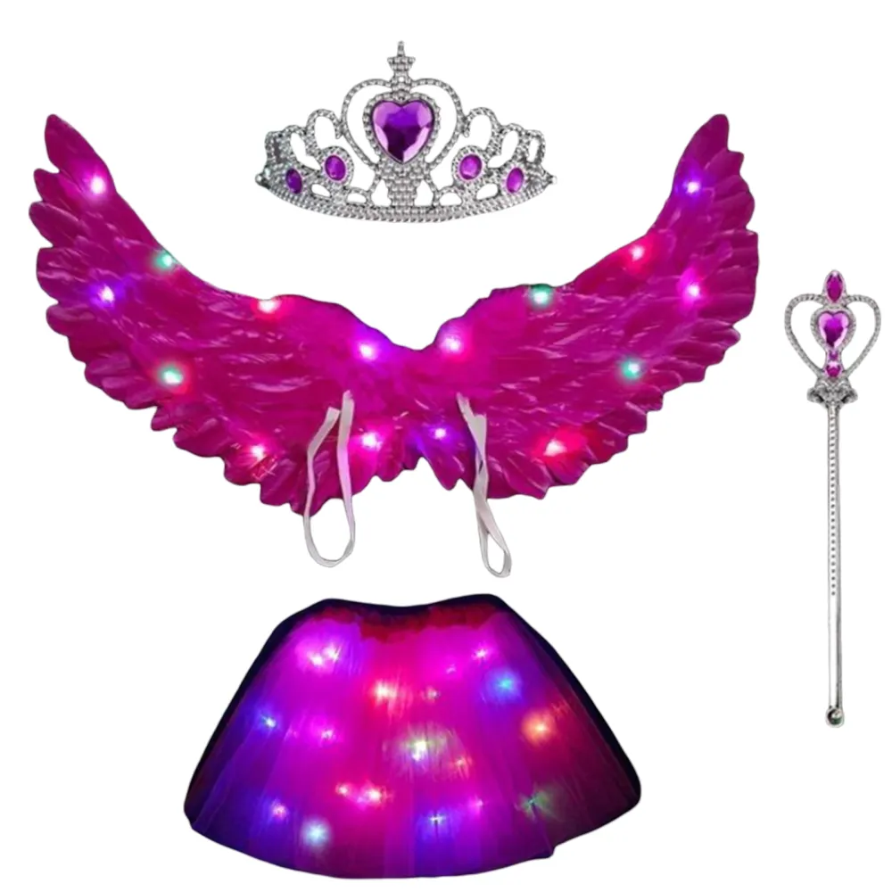 Luminous Fairy Wings Costumes with Skirt Crown Fairy Wand Set