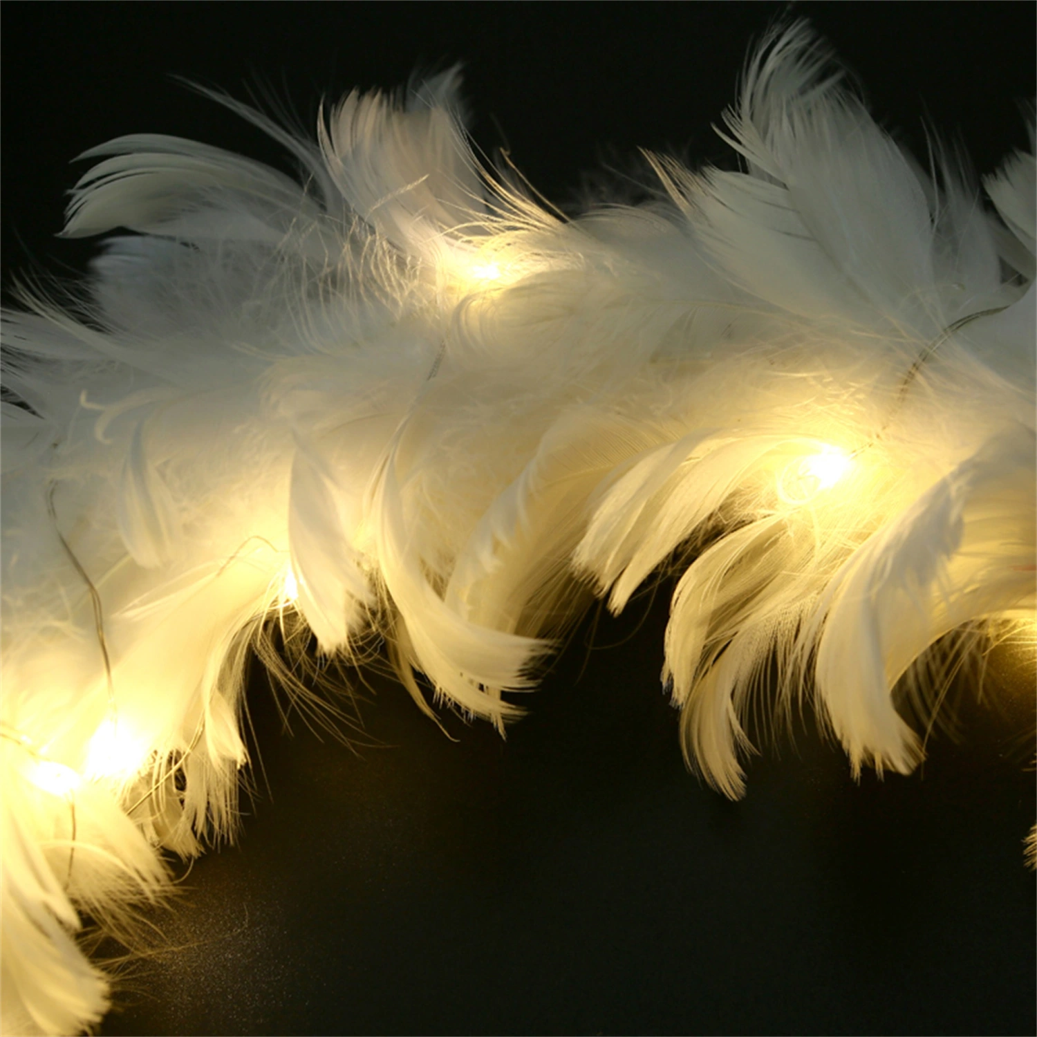 Christmas Feather Wreath Hanging Lighted Garland for Front Door