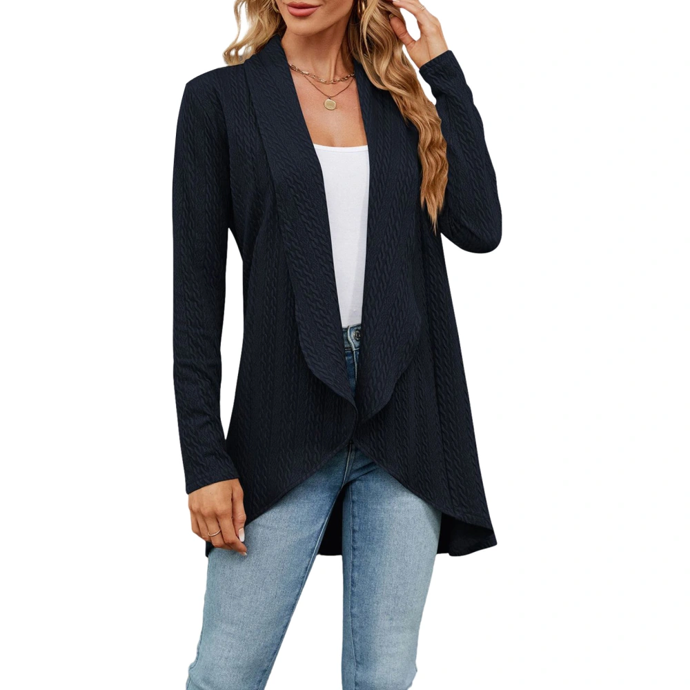 Women's Solid Color Long Sleeve Open Front Knitwear Cardigan