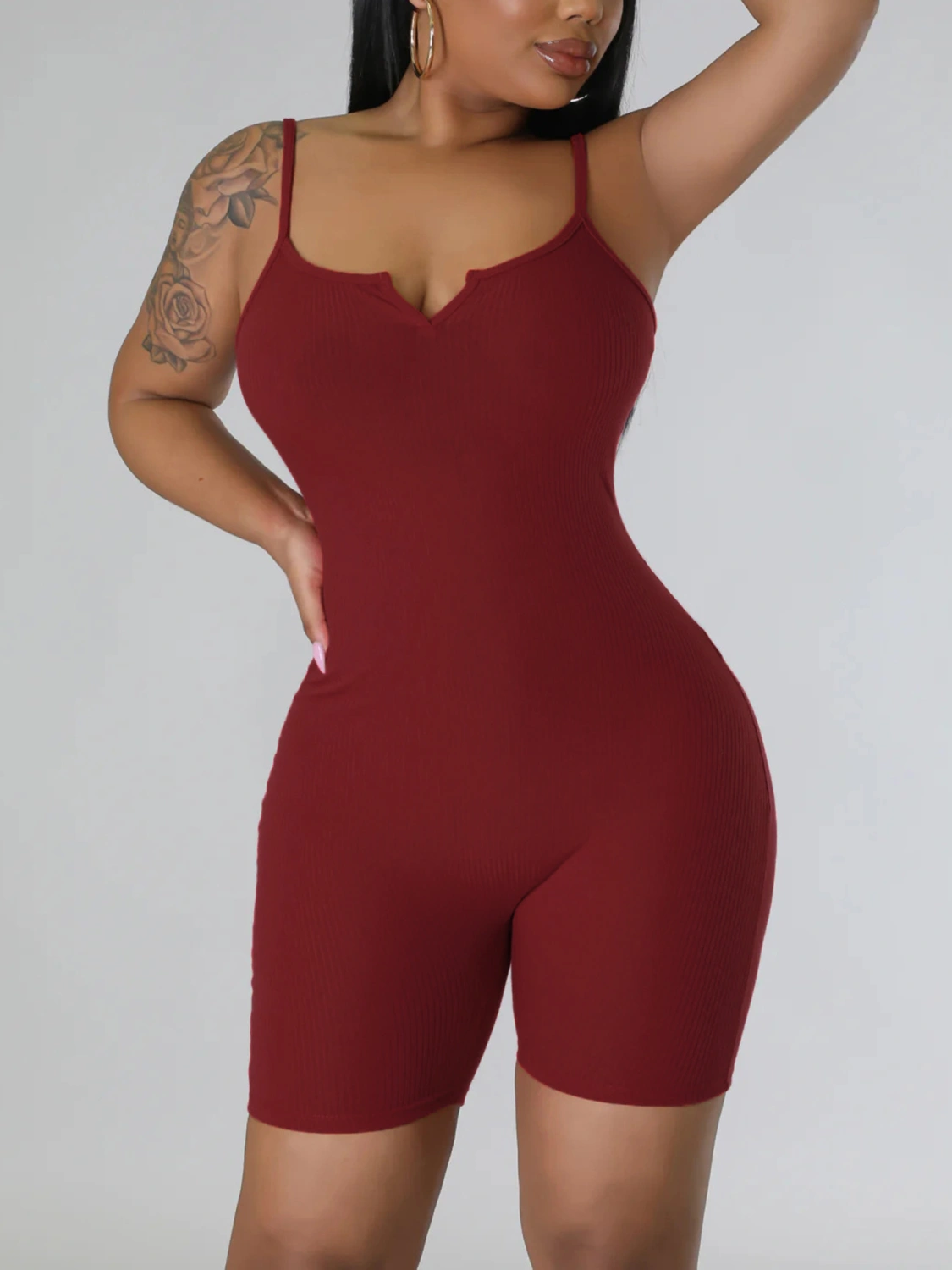 Women Summer Spahetti Strap Backless Low Cut Bodycon Rompers