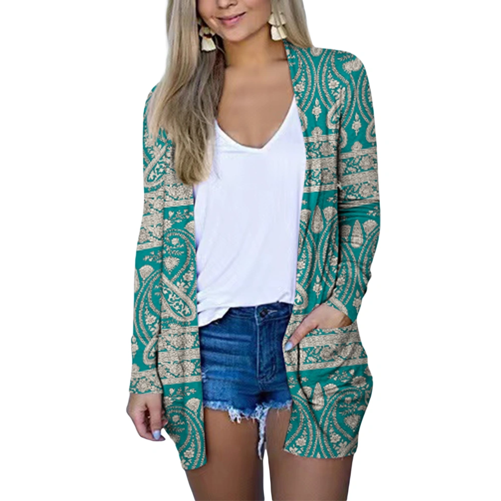 Casual Long Sleeve Graphic Print Open Front Loose Fit Cardigans