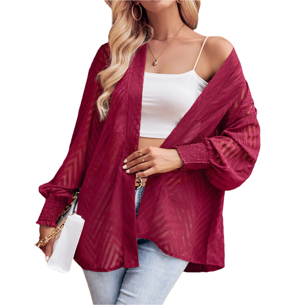 Women Fashion Cardigan Solid Color Long Sleeve Open Front Coat