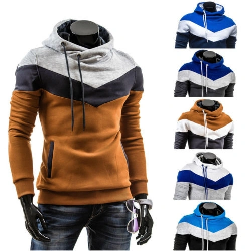 Men's Thermal Stitching Style Hoodie, Pullover Top with Side Pockets