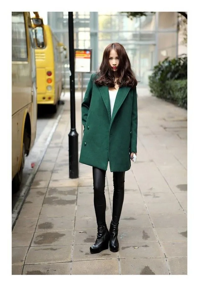 Women Lapel Wool Coat, Cashmere Long Winter Parka Coat Trench