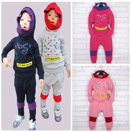 Little Kids 2PCS Xmas Pants Suit, Stretchy Hooded Tops, Long Pants