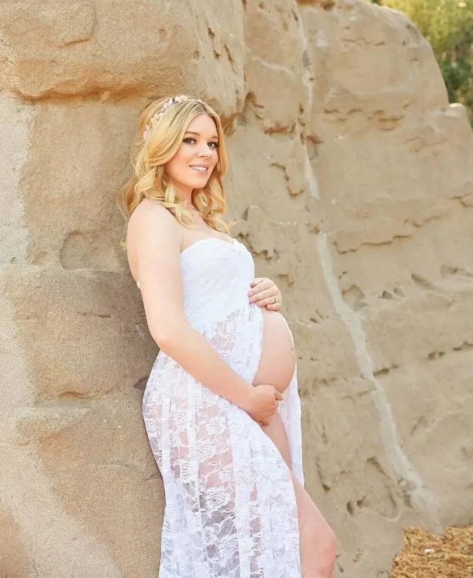 Women Ladies Photography Prop Pregnancy Off Shoulder Sleeveless Lace Maternity