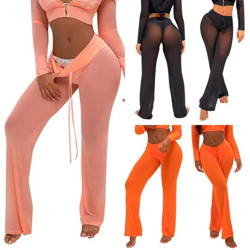 Women's See Through High Waist Sheer Mesh Workout Leggings Yoga Pants