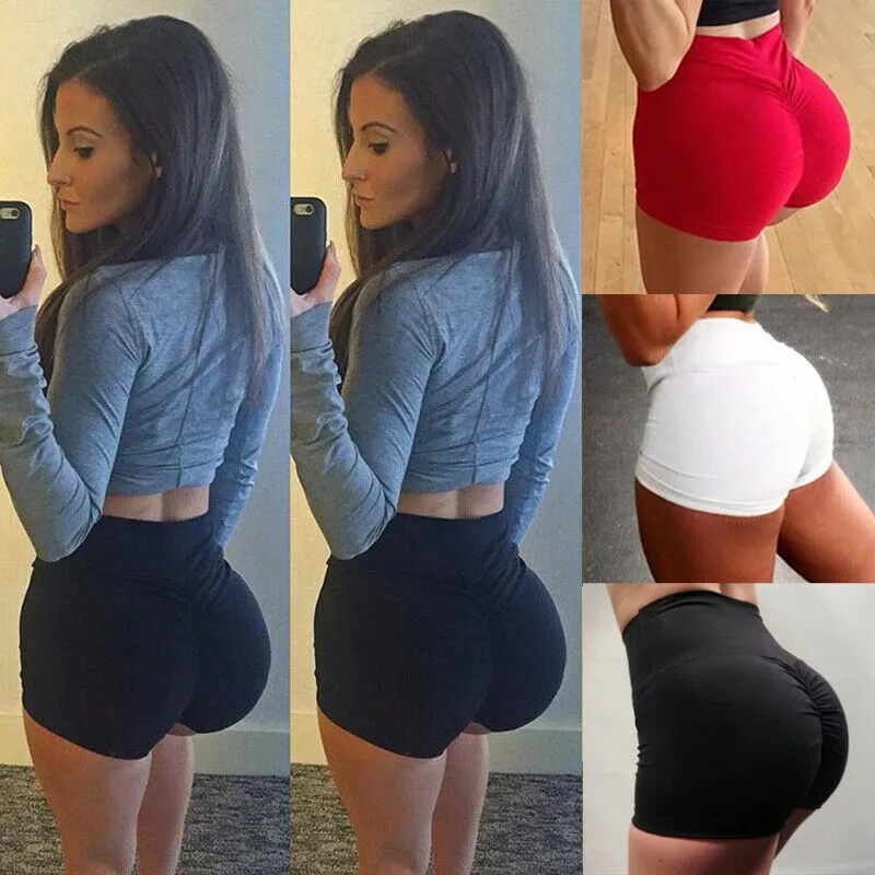 Women Sport Short Pants Solid Color Running High Waist Sexy Sports Pants