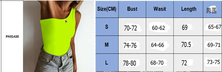 Women One Shoulder Bodycon Tops Sleeveless Slim Bottoming Bodysuit