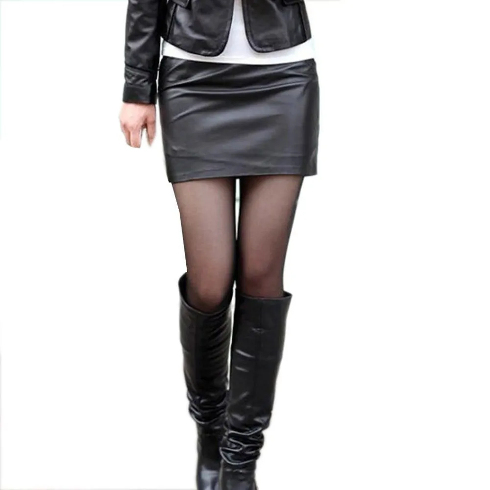 Women's Faux Leather Bodycon Skirts High Waist Pencil Skirt Slim Fit Skirt