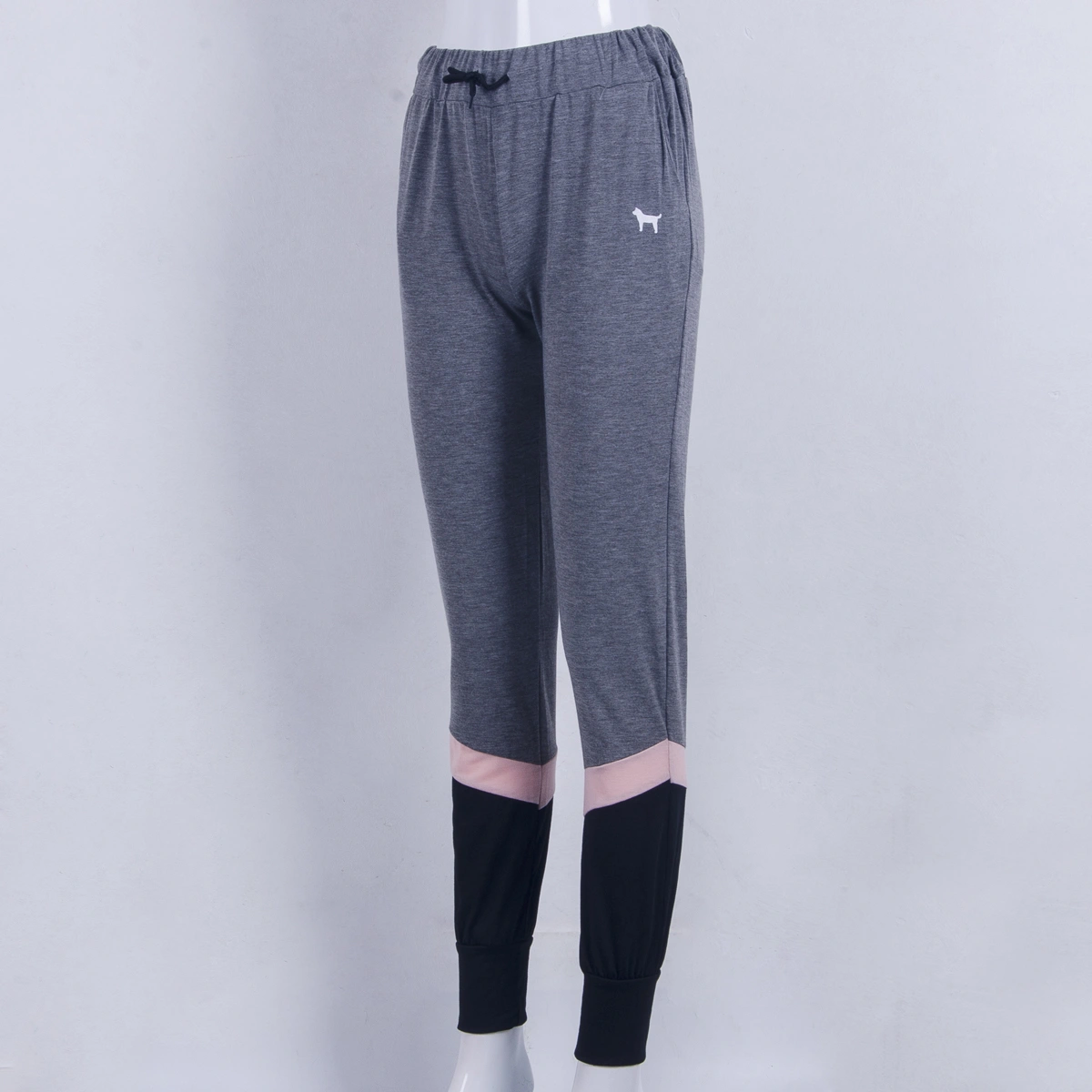 Women's Letter Printed Long Pants, Splicing Style Stretchy Sports Trousers
