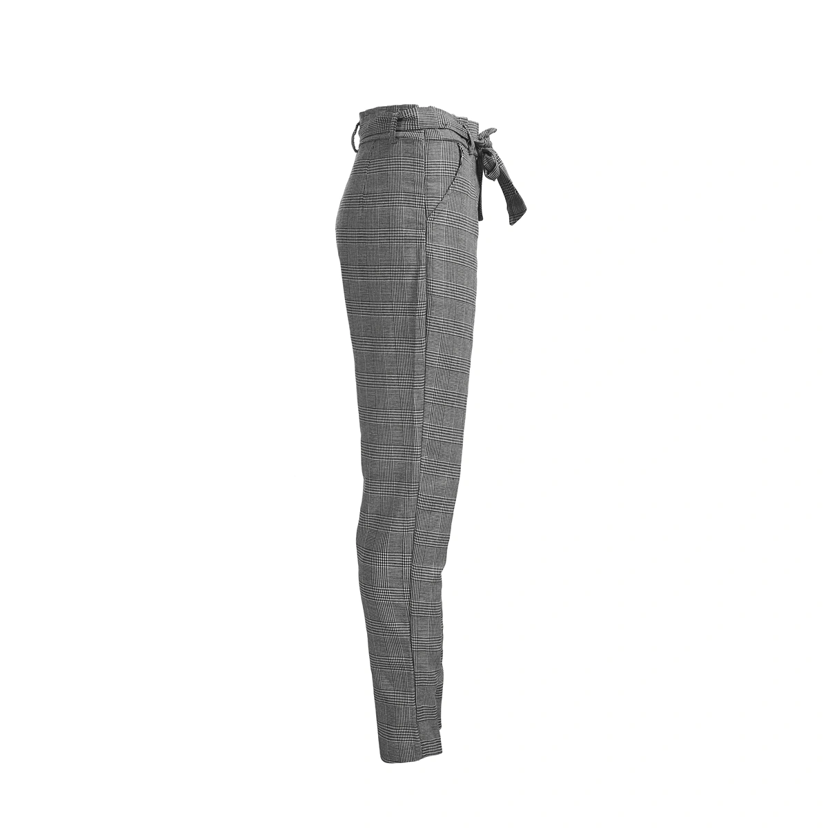 Women' s High Waist Striped Pants Elastic Waist Plaid Long Pants